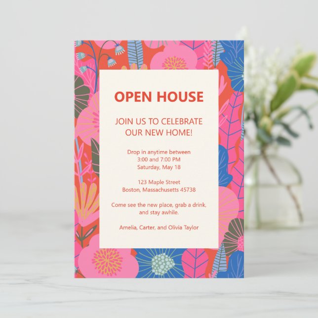 Invitation pour une maison ouverte sur le thème fl (Debout devant)