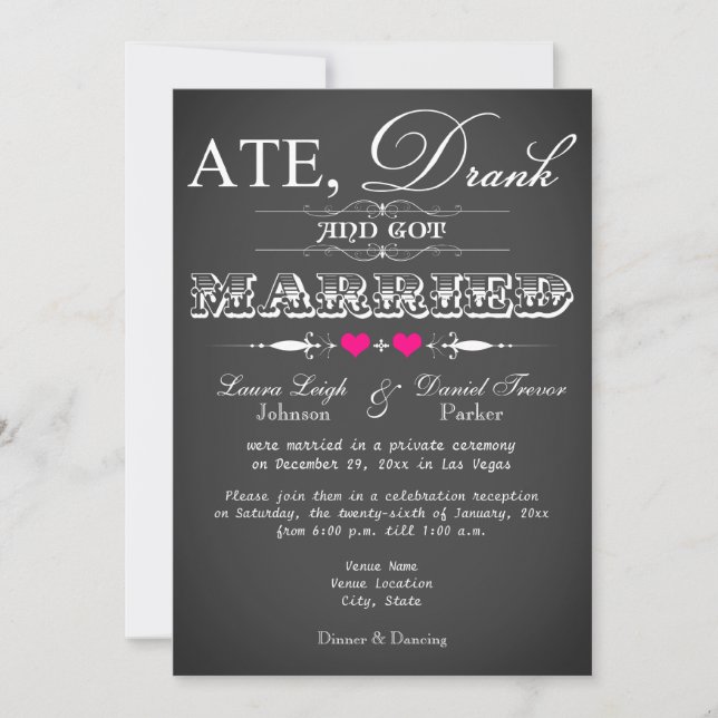 Invitation pour une réception de mariage uniquemen (Devant)