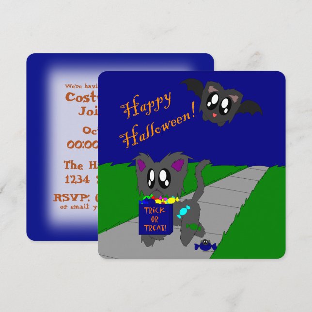 Invitation pour une scène d'Halloween avec un anim (Devant / Derrière)