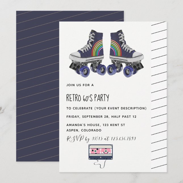 Invitation pour une soirée à thème rétro des année (Devant / Derrière)