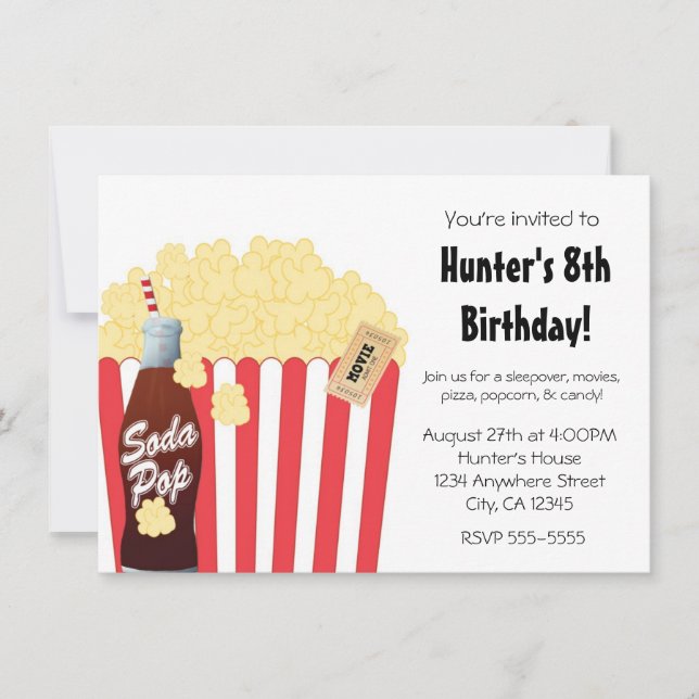 Invitation pour une soirée cinéma avec popcorn et  (Devant)