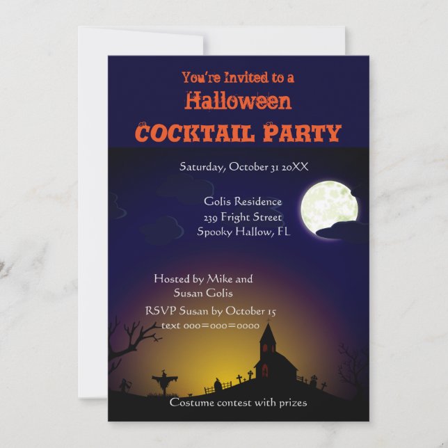 Invitation pour une soirée cocktail Halloween effr (Devant)