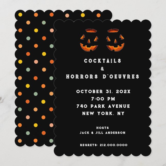 Invitation pour une soirée cocktail Halloween pour (Devant / Derrière)