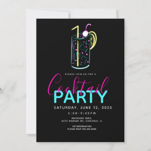 Invitation pour une soirée cocktail Mojito Neon Ar