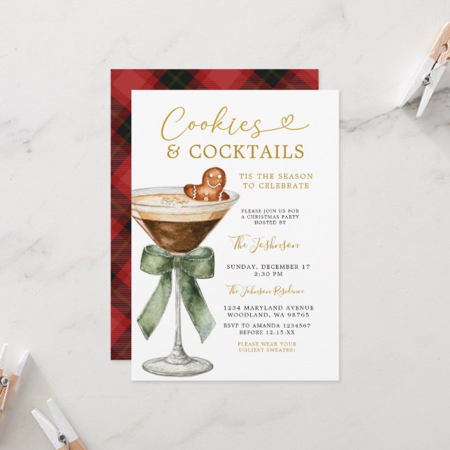 Invitation pour une Soirée Cookies et Cocktails Gi (Devant/Arrière en situation)