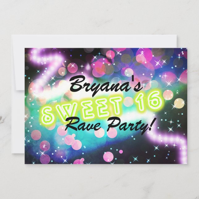Invitation pour une soirée d'anniversaire Sweet 16 (Devant)
