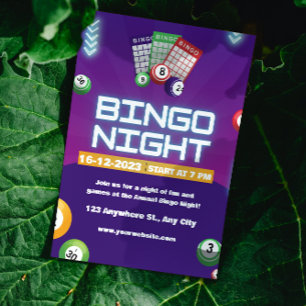 Invitation pour une soirée de Bingo colorée et amu