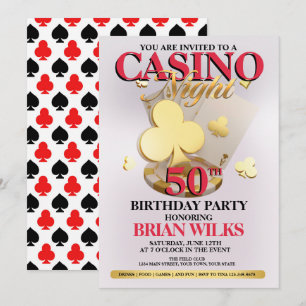 Invitation pour une soirée de casino d'anniversair