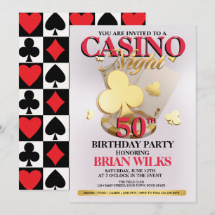 Invitation pour une soirée de casino d'anniversair