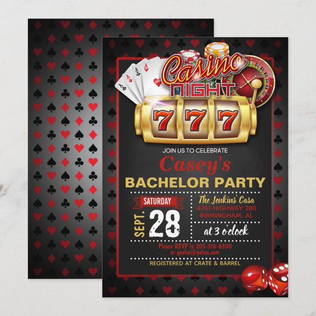 Invitation pour une soirée de casino pour l'enterr (Devant / Derrière)