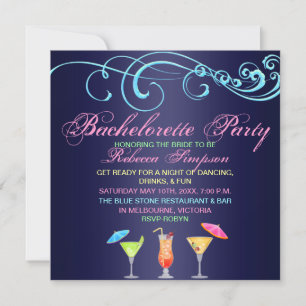 Invitation pour une soirée de cocktail bleue pour