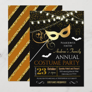 Invitation pour une soirée de costumes de masquera
