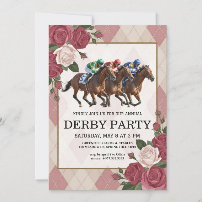 Invitation pour une soirée de Derby de course de c (Devant)