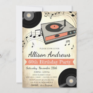 Invitation pour une soirée de disques vinyles vint