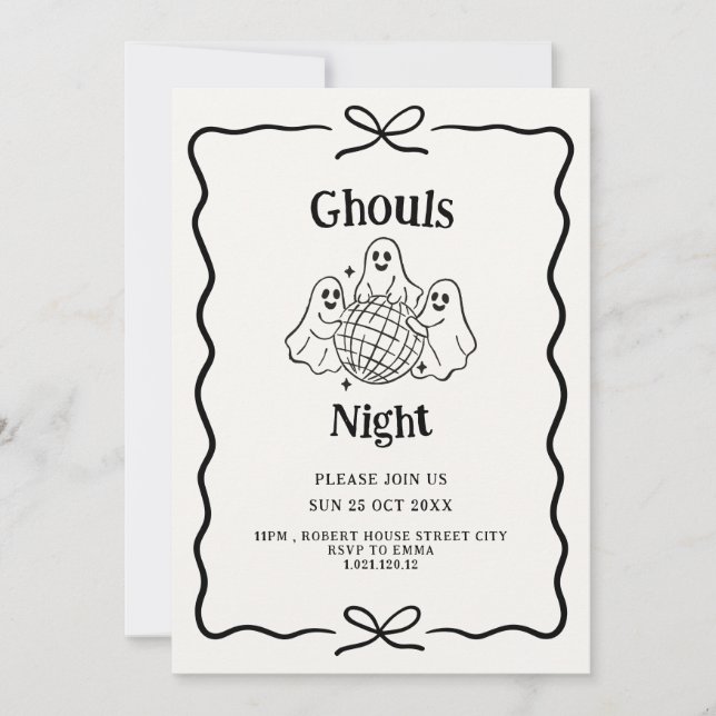 Invitation pour une soirée de doodle de la nuit de (Devant)