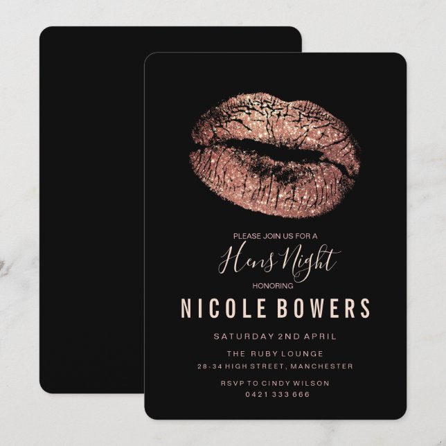 Invitation pour une soirée de filles aux lèvres Ro (Devant / Derrière)