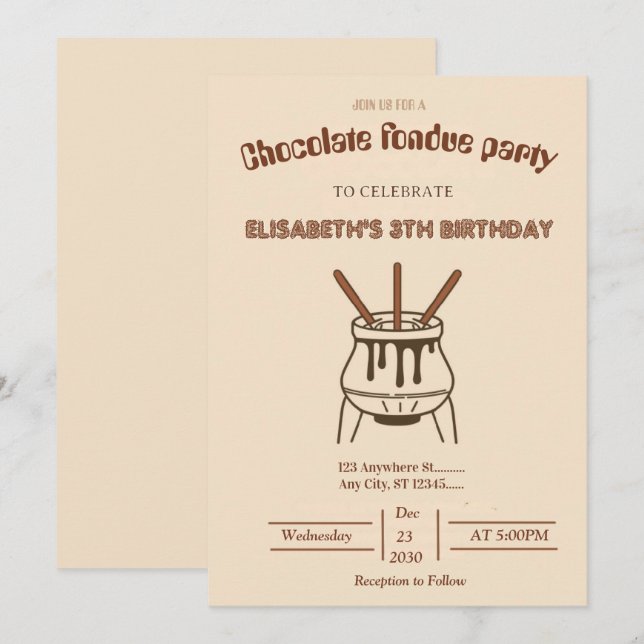Invitation pour une soirée de fondue pour les amou (Devant / Derrière)