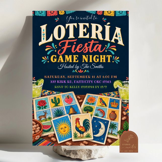 Invitation pour une soirée de jeu de Loteria mexic (Créateur téléchargé)