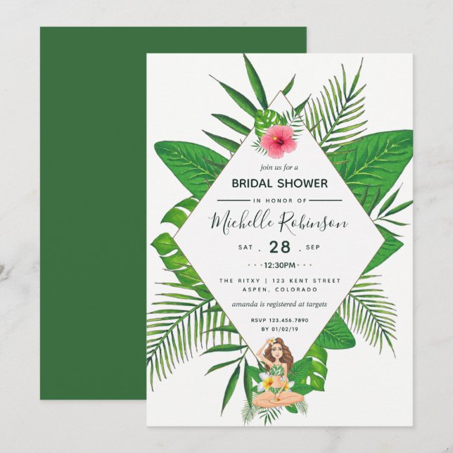 Invitation pour une soirée de mariage hawaïenne Al (Devant / Derrière)