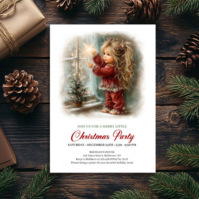 Invitation pour une Soirée de Noël - Illustration  (Christmas Social Invite Minimal Holiday Scene Art)