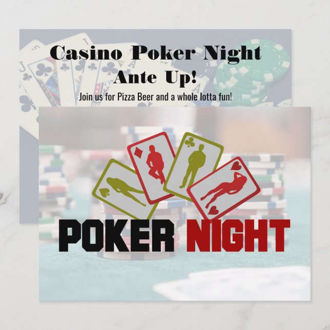 Invitation pour une soirée de poker au casino (Devant / Derrière)