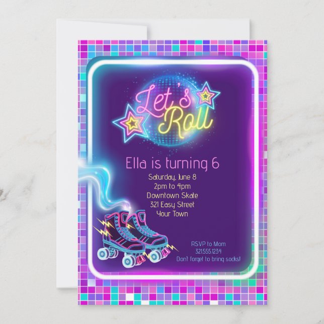 Invitation pour une soirée de skate lumineuse (Devant)