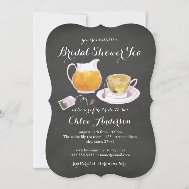 Invitation pour une soirée de thé de mariage avec  (Devant)