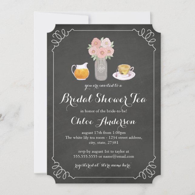Invitation pour une soirée de thé de mariage sur t (Devant)