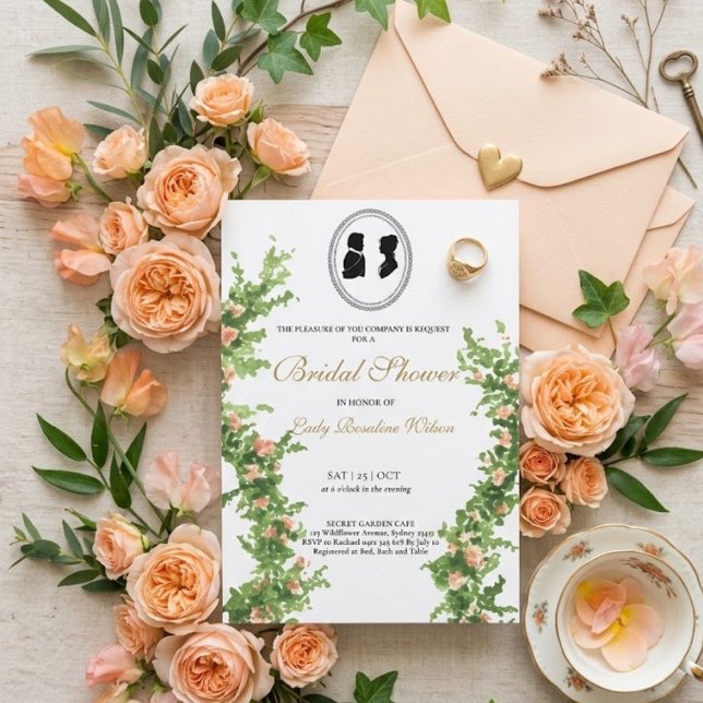 Invitation pour une soirée de thé florale Régence  (Créateur téléchargé)