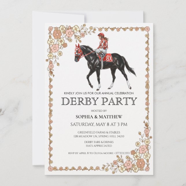 Invitation pour une soirée Derby de course de chev (Devant)