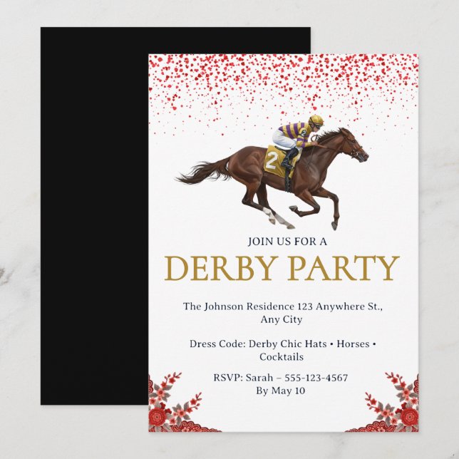 Invitation pour une soirée Derby de courses de che (Devant / Derrière)