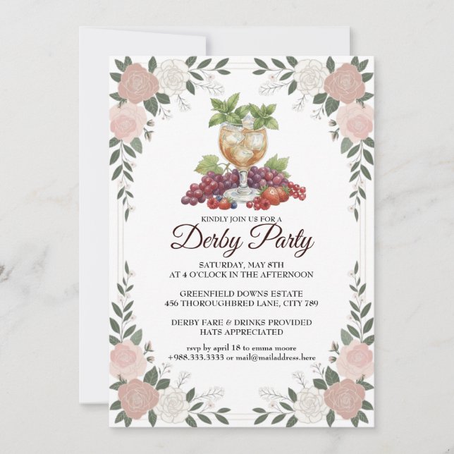 Invitation pour une soirée Derby Floral et design  (Devant)