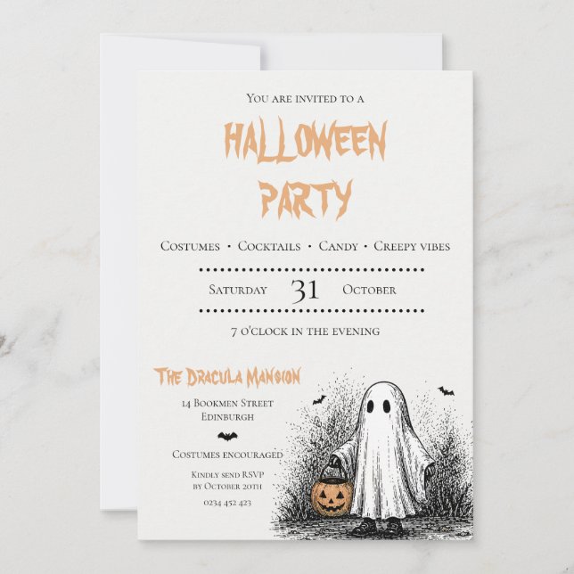 Invitation pour une soirée d'Halloween effrayante  (Devant)