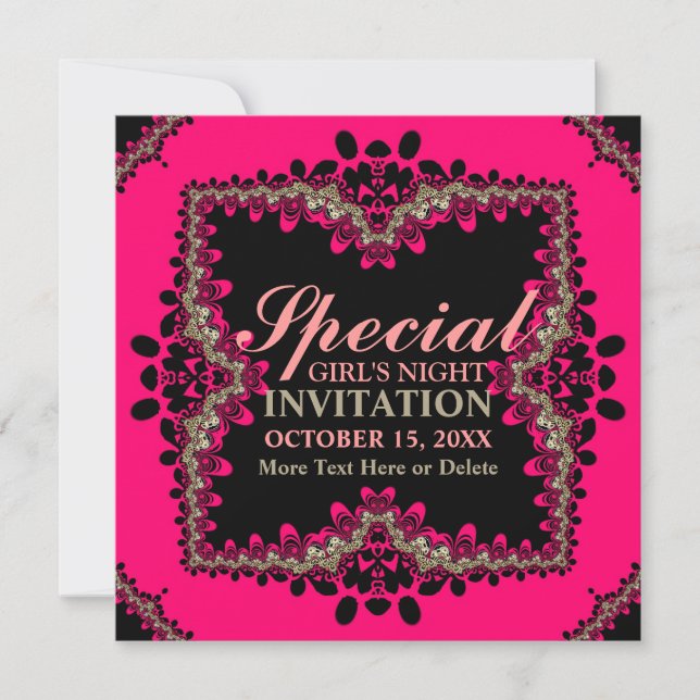 Invitation pour une soirée entre filles en noir, o (Devant)