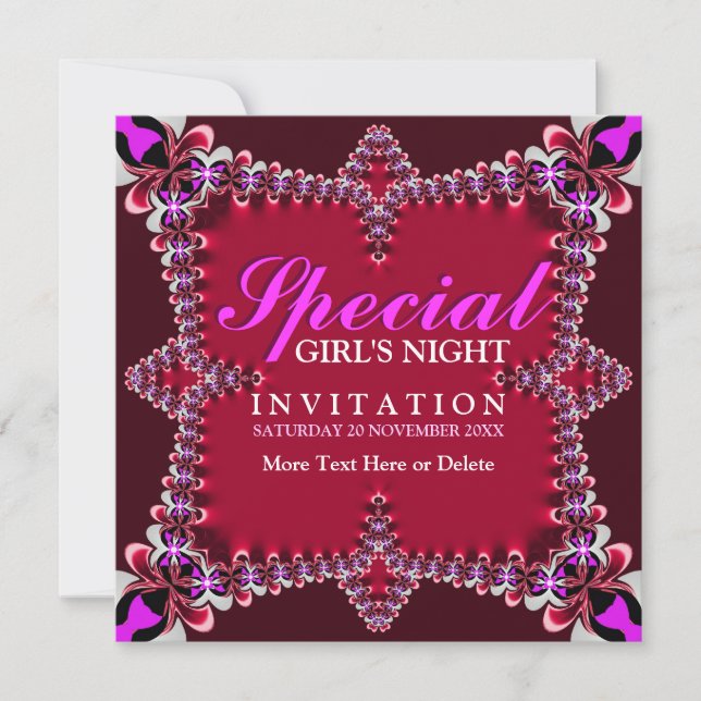 Invitation pour une soirée entre filles rose rouge (Devant)