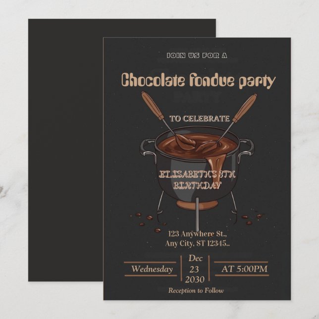 Invitation pour une soirée fondue pour les amoureu (Devant / Derrière)