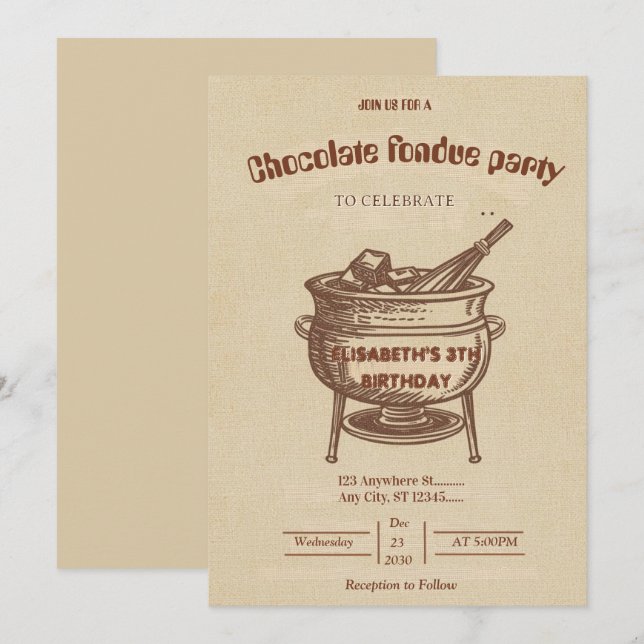 Invitation pour une soirée fondue pour les amoureu (Devant / Derrière)