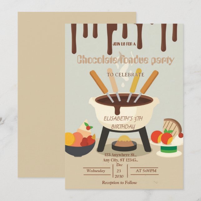 Invitation pour une soirée fondue pour les amoureu (Devant / Derrière)
