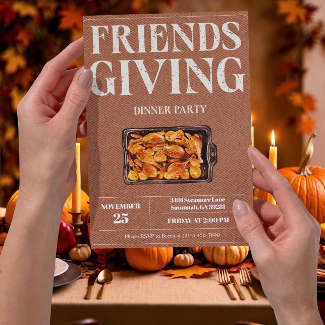 Invitation pour une soirée Friendsgiving rustique (Créateur téléchargé)