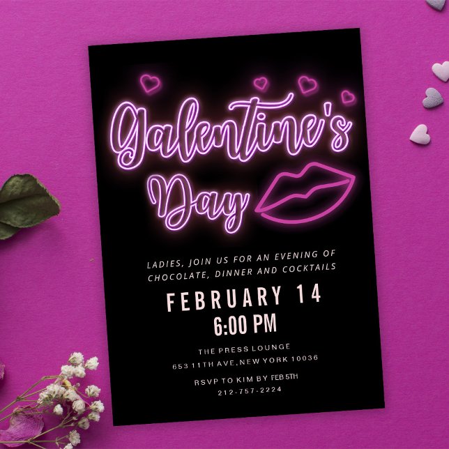 Invitation pour une soirée Galentine's Day aux lèv (Créateur téléchargé)