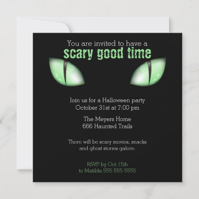 Invitation pour une soirée Halloween aux yeux de c (Devant)