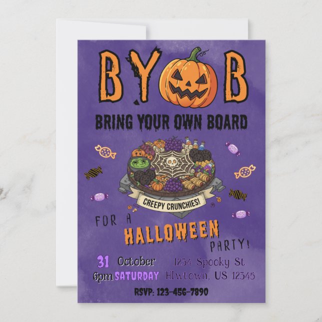 Invitation pour une soirée Halloween avec planche  (Devant)