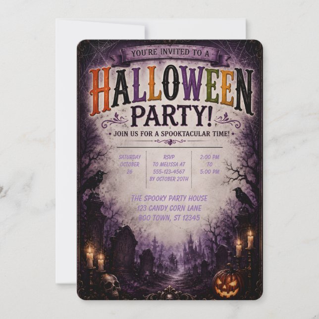 💜 Invitation pour une soirée Halloween dans une f (Devant)
