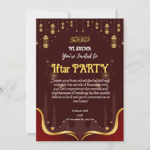 Invitation pour une soirée Iftar islamique marron