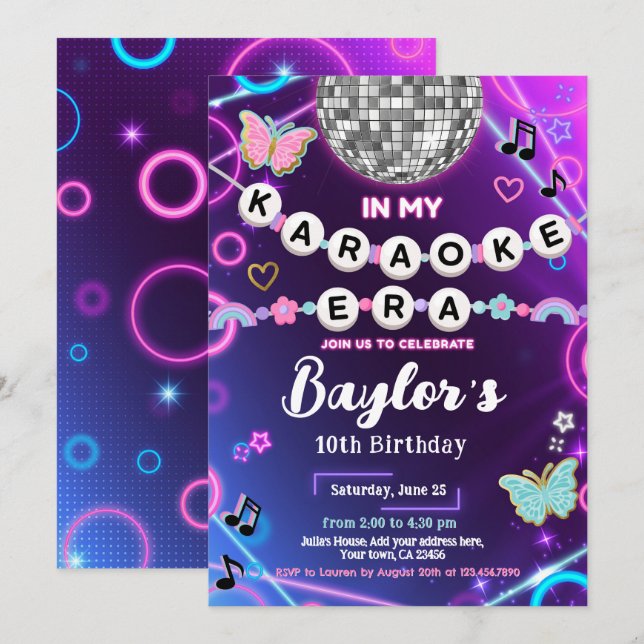 Invitation pour une soirée karaoke de mon ère (Devant / Derrière)