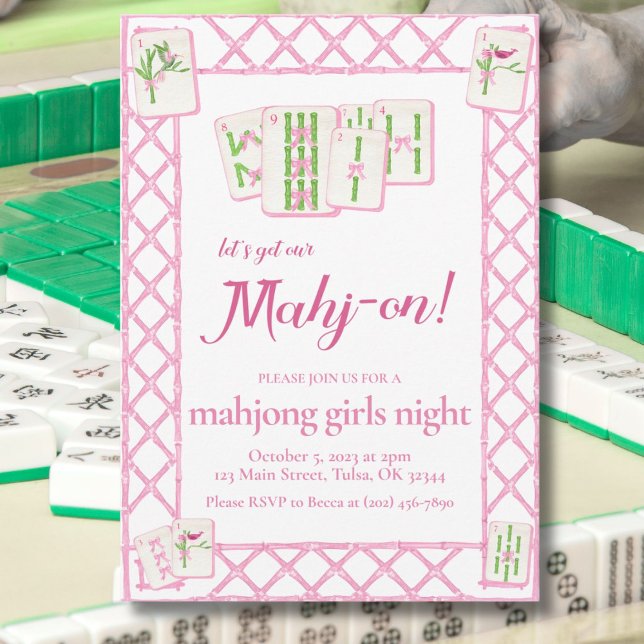 Invitation pour une Soirée Mahjong, Coquette Rose  (Créateur téléchargé)