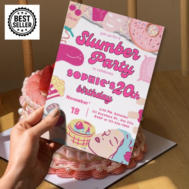 Invitation pour une soirée pyjama d'anniversaire 2 (Créateur téléchargé)