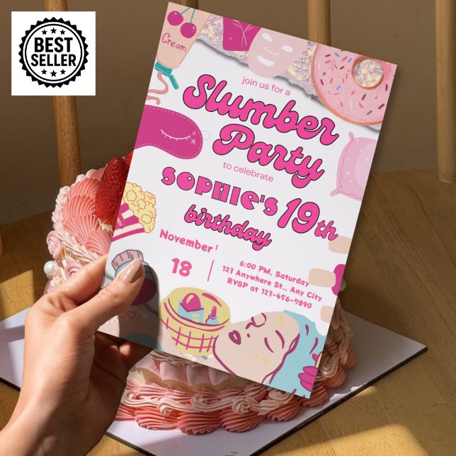 Invitation pour une soirée pyjama pour les 19 ans  (Créateur téléchargé)