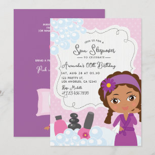 Invitation pour une soirée pyjama Spa pour filles