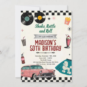 Invitation pour une soirée Sock Hop Rétro 50